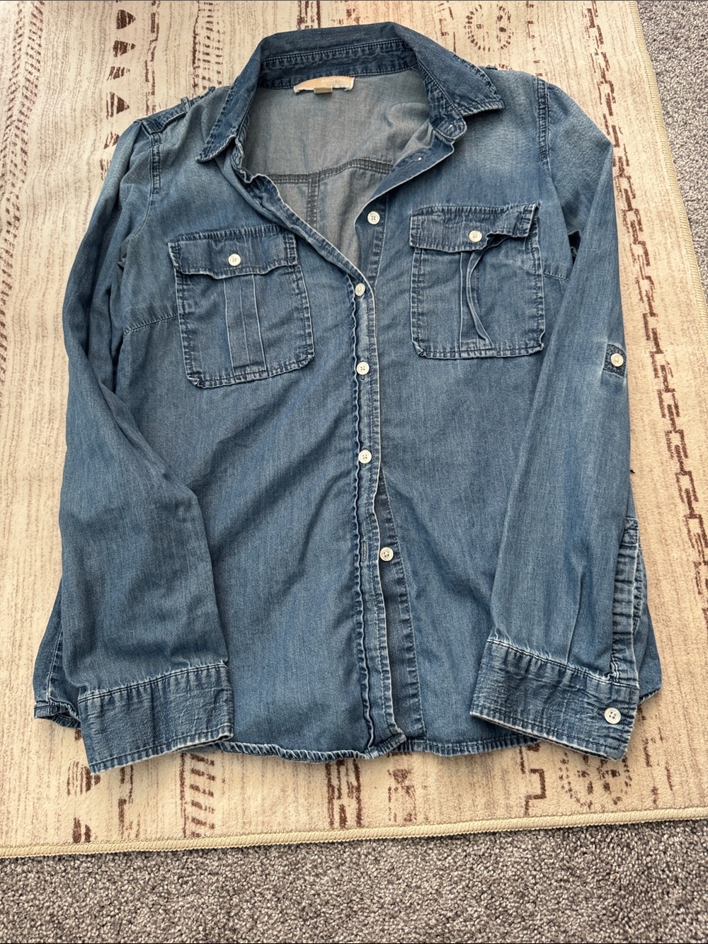 Michael Kors Medium Blue Denim Button-Up Shirt